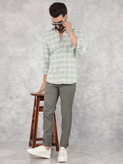 Green Checked 100% Cotton Shirt-Men Shirts-Crimsoune Club