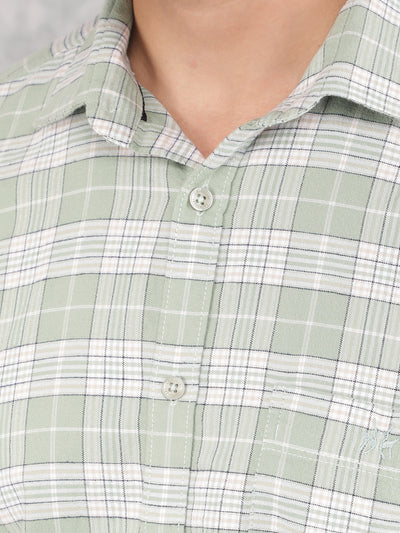 Green Checked 100% Cotton Shirt-Men Shirts-Crimsoune Club