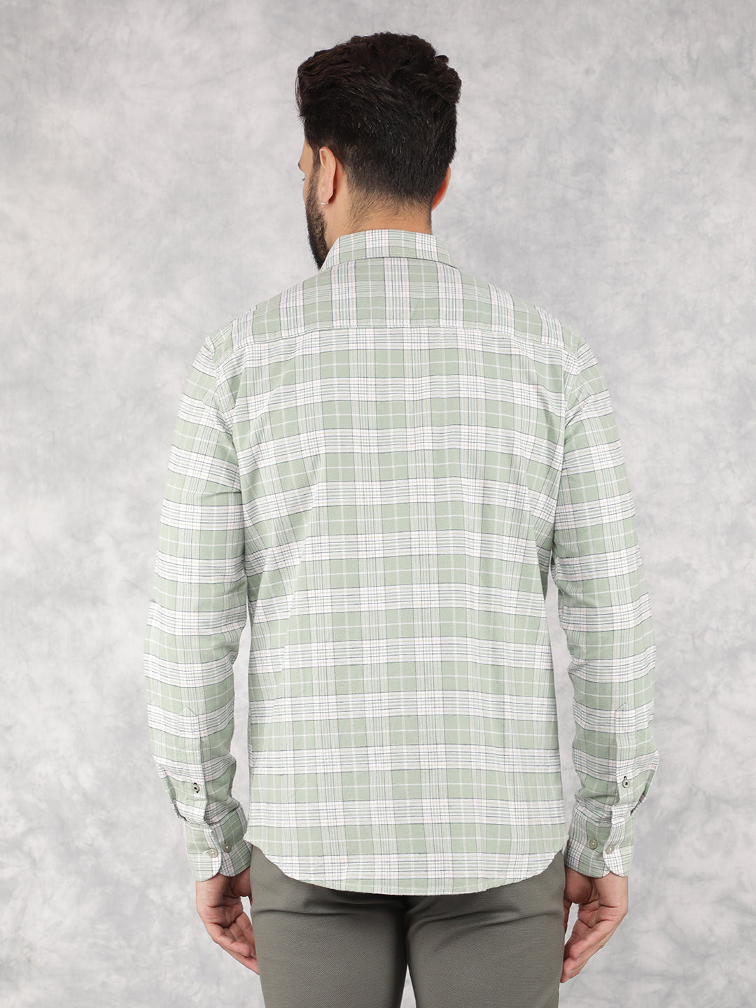 Green Checked 100% Cotton Shirt-Men Shirts-Crimsoune Club