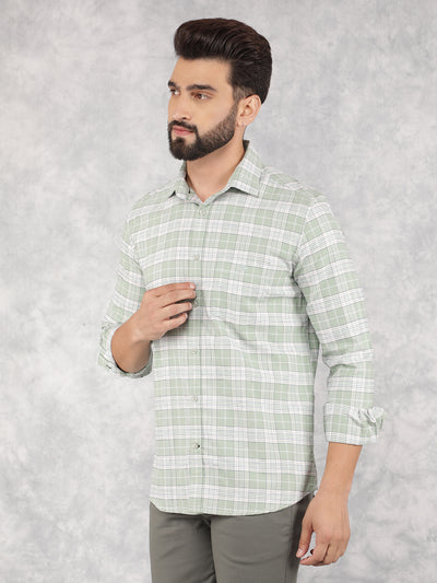Green Checked 100% Cotton Shirt-Men Shirts-Crimsoune Club