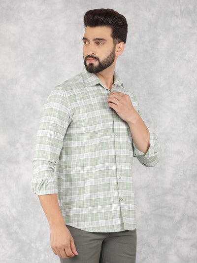 Green Checked 100% Cotton Shirt-Men Shirts-Crimsoune Club
