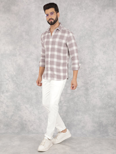 Purple Checked 100% Cotton Shirt-Men Shirts-Crimsoune Club