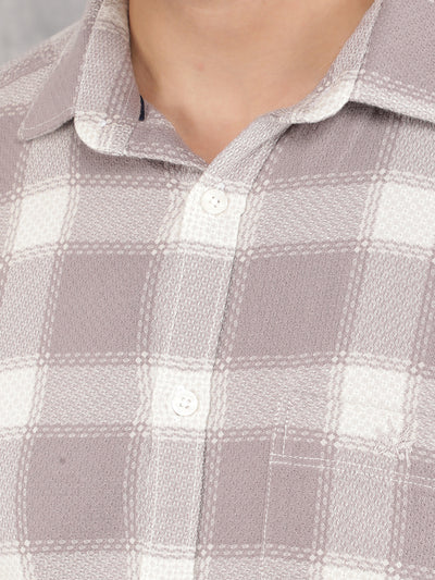 Purple Checked 100% Cotton Shirt-Men Shirts-Crimsoune Club