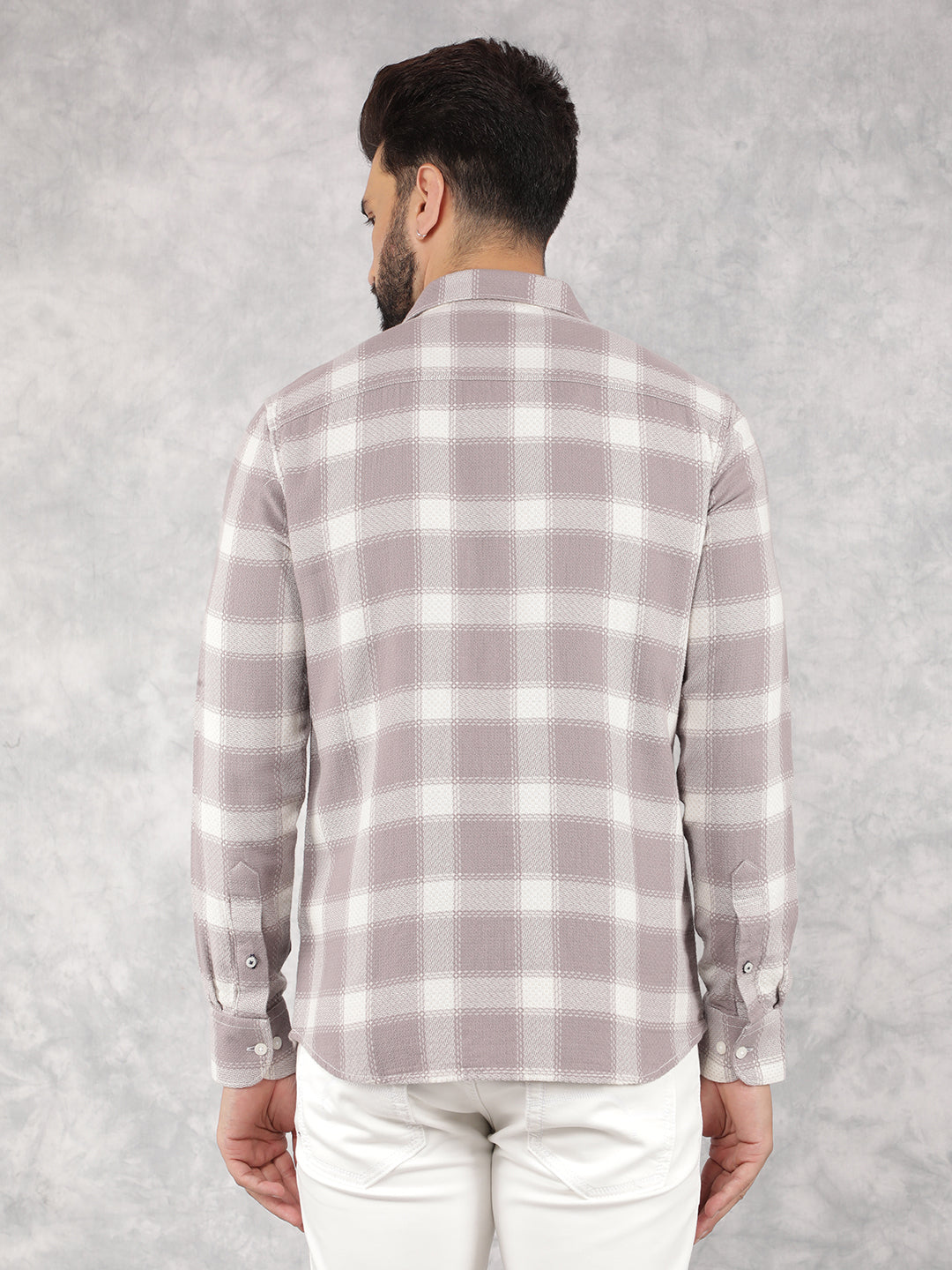 Purple Checked 100% Cotton Shirt-Men Shirts-Crimsoune Club