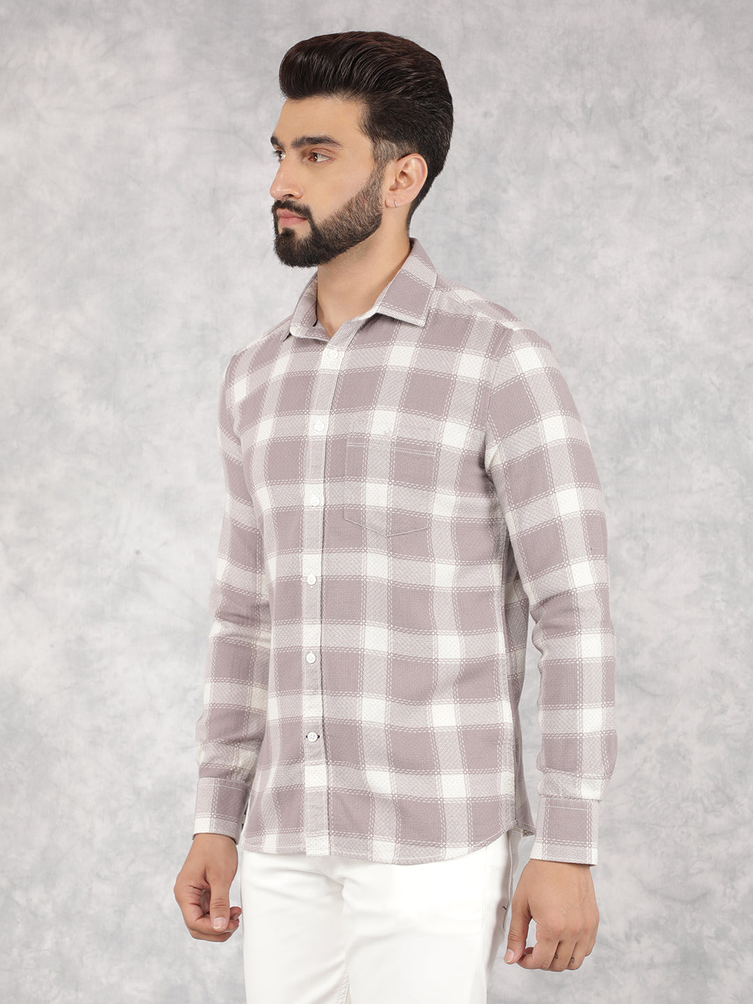Purple Checked 100% Cotton Shirt-Men Shirts-Crimsoune Club