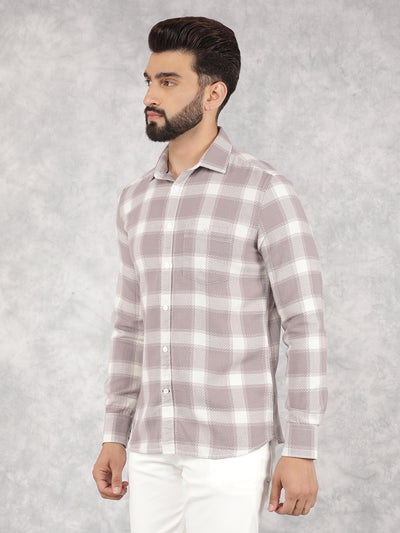 Purple Checked 100% Cotton Shirt-Men Shirts-Crimsoune Club