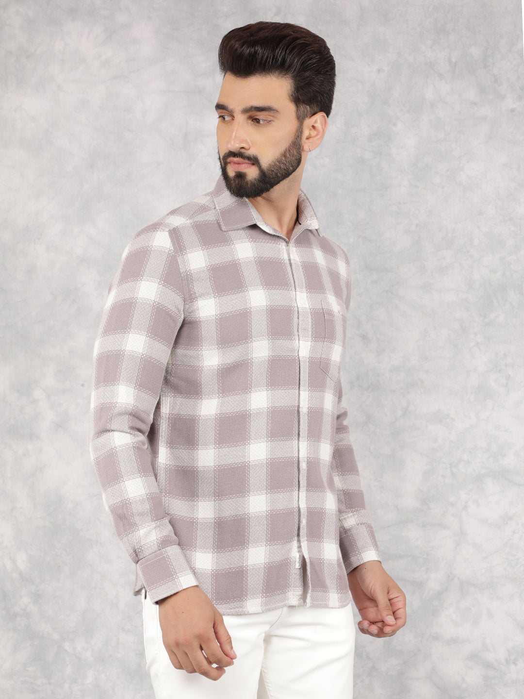 Purple Checked 100% Cotton Shirt-Men Shirts-Crimsoune Club