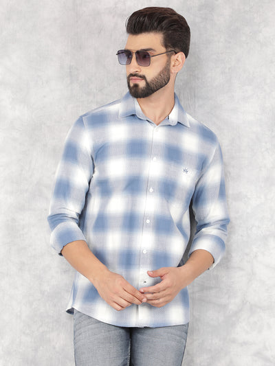 Blue Checked 100% Cotton Shirt-Men Shirts-Crimsoune Club