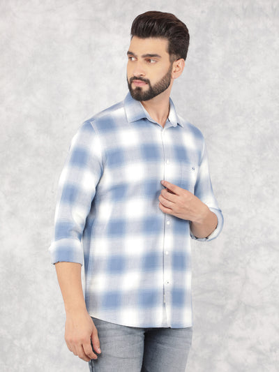 Blue Checked 100% Cotton Shirt-Men Shirts-Crimsoune Club