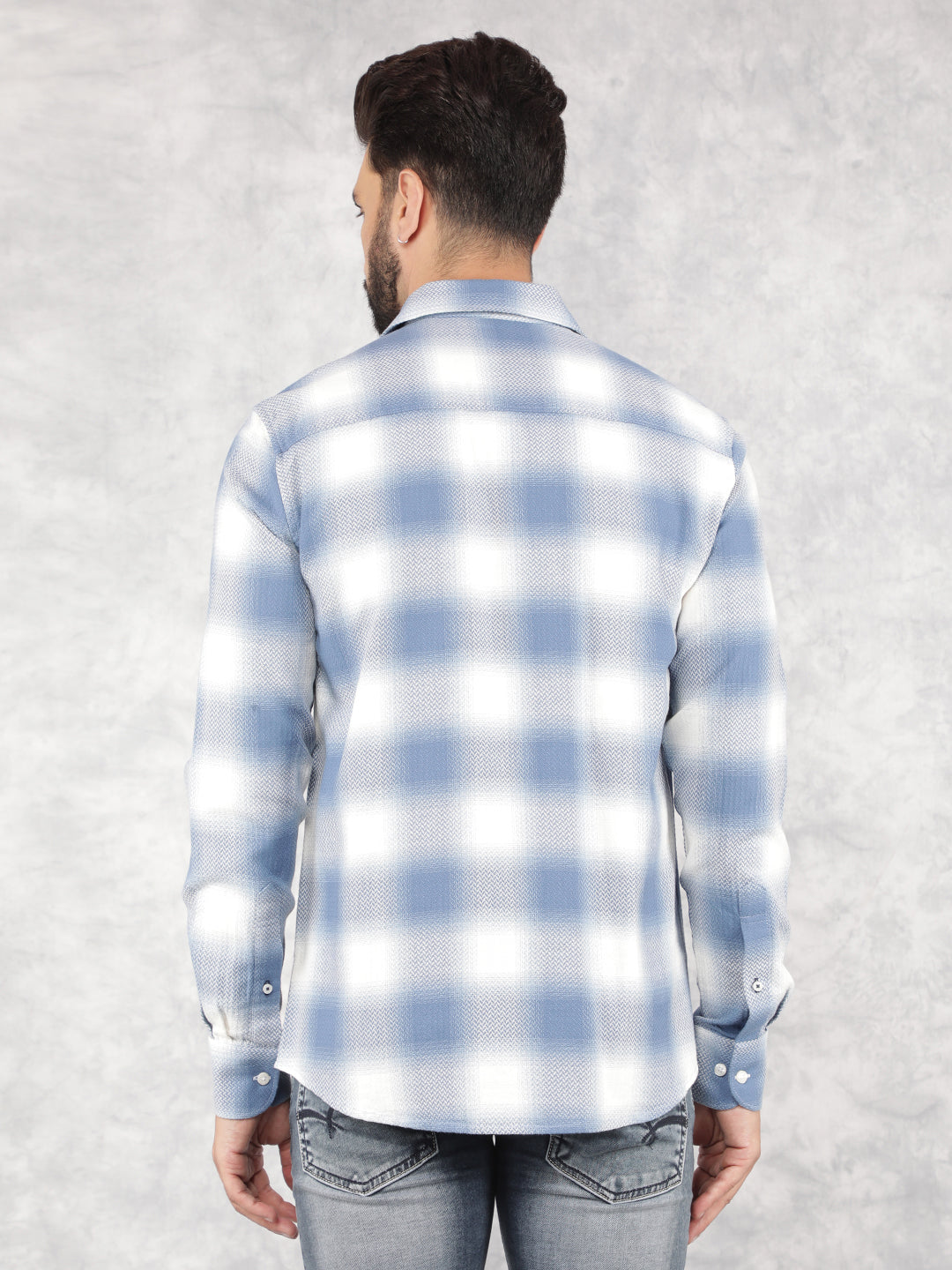 Blue Checked 100% Cotton Shirt-Men Shirts-Crimsoune Club