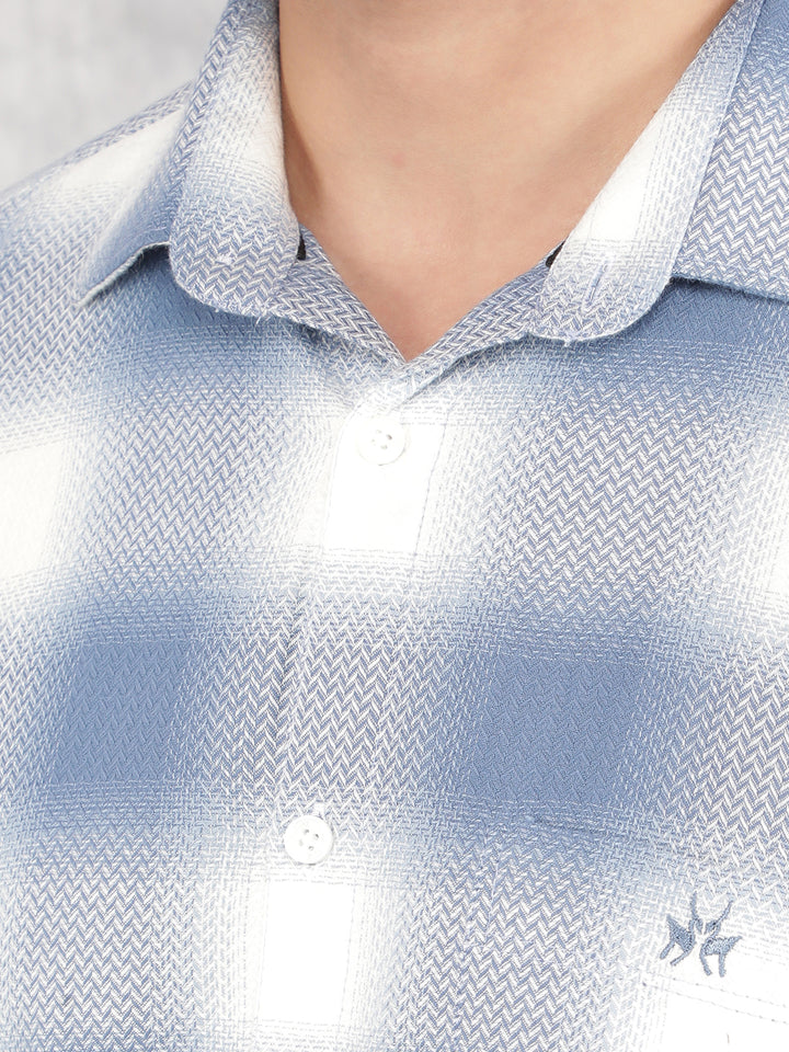 Blue Checked 100% Cotton Shirt-Men Shirts-Crimsoune Club