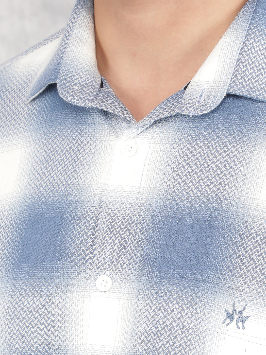 Blue Checked 100% Cotton Shirt-Men Shirts-Crimsoune Club
