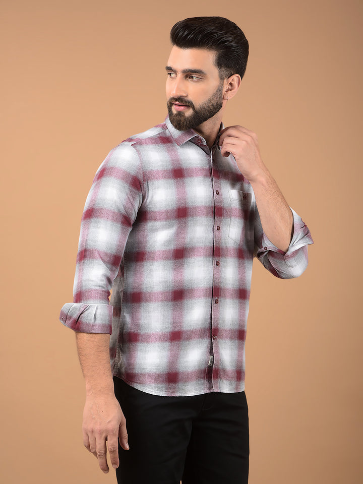 Maroon Checked 100% Cotton Shirt-Men Shirts-Crimsoune Club