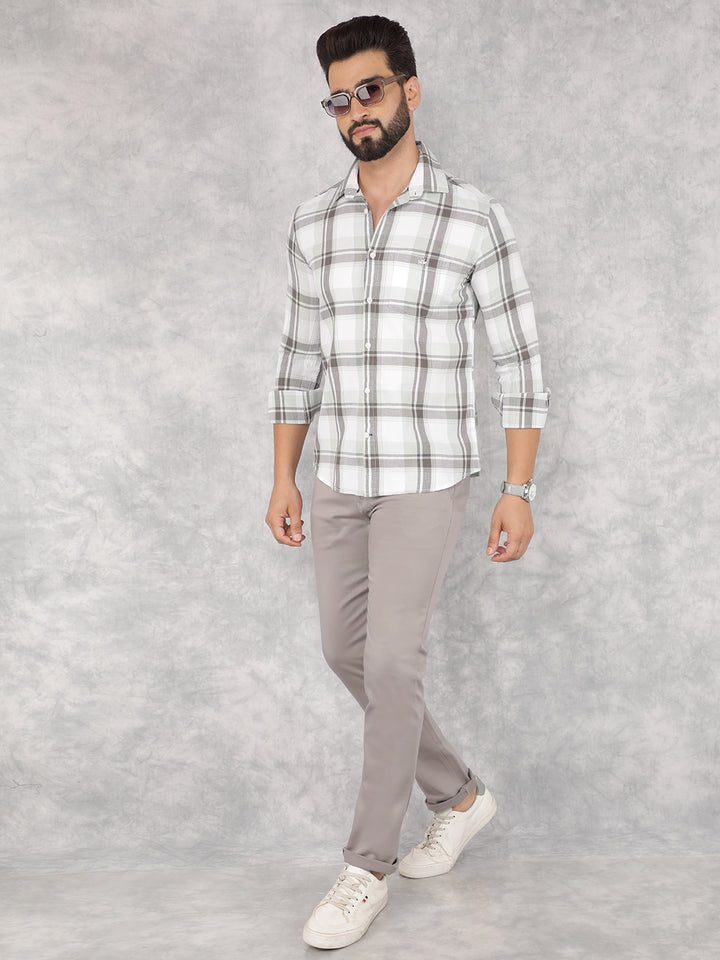 Green Checked 100% Cotton Shirt-Men Shirts-Crimsoune Club