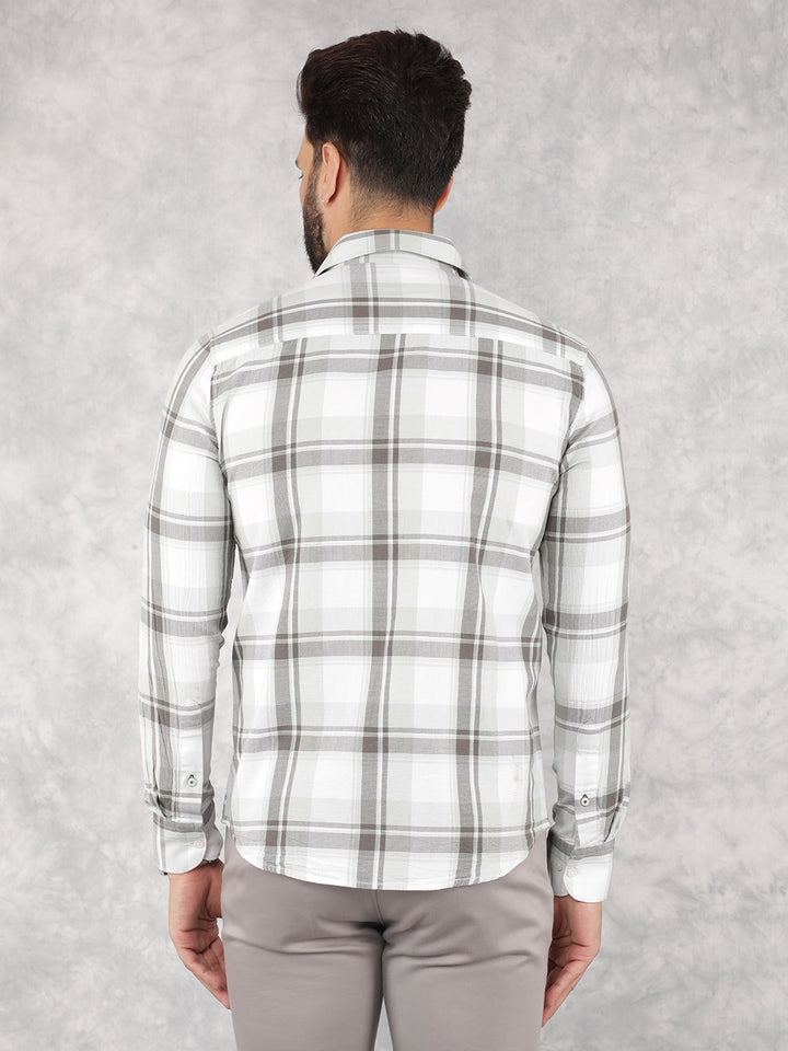 Green Checked 100% Cotton Shirt-Men Shirts-Crimsoune Club