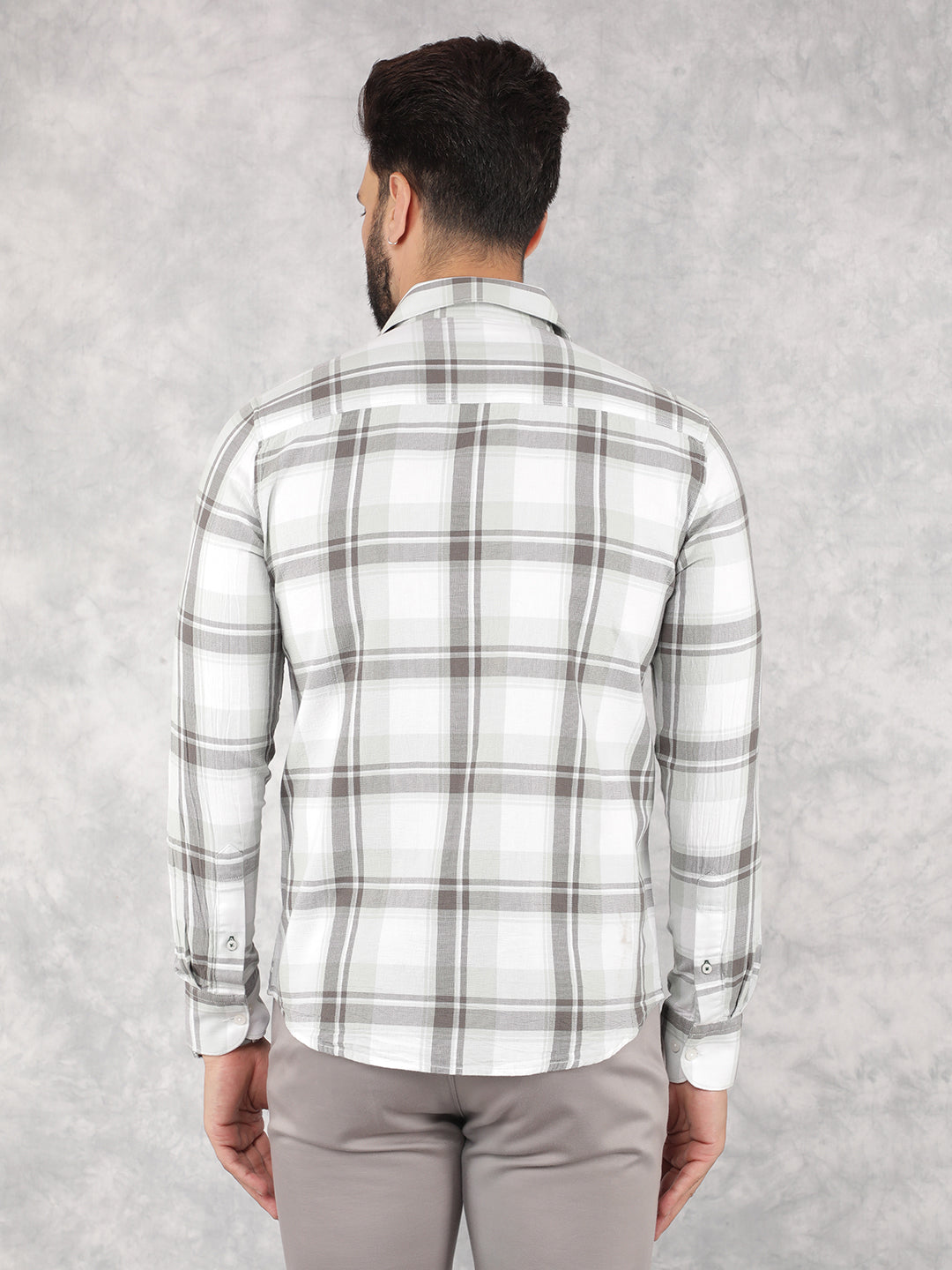Green Checked 100% Cotton Shirt-Men Shirts-Crimsoune Club