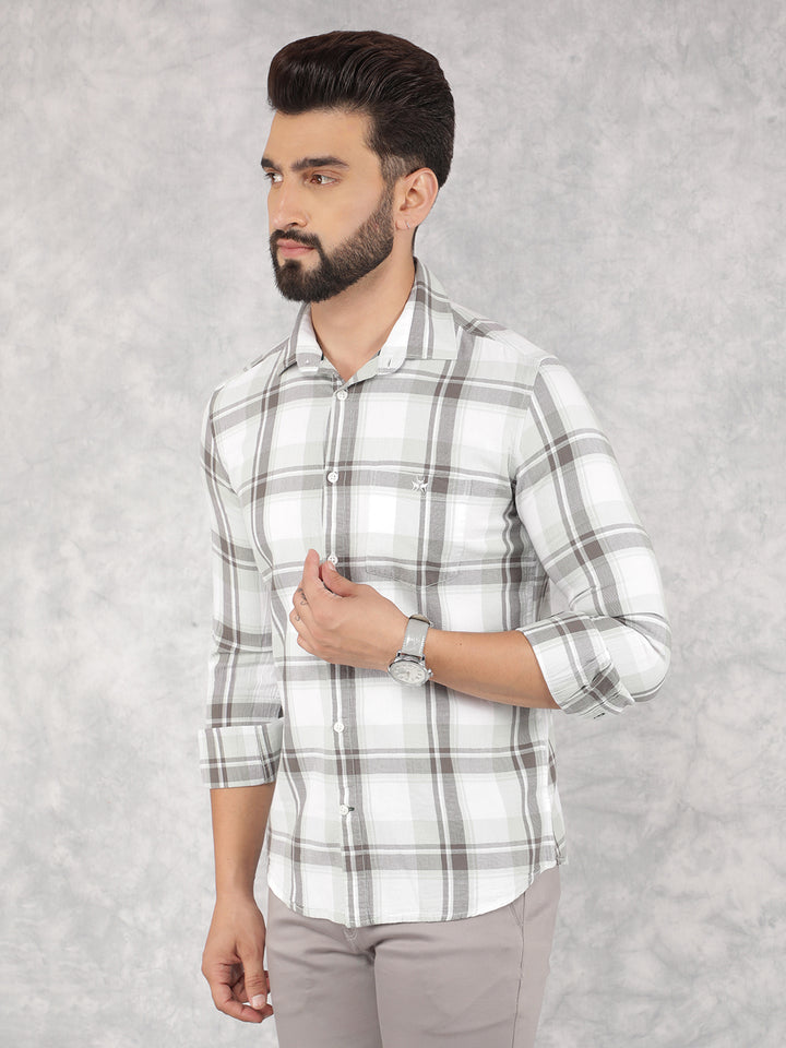 Green Checked 100% Cotton Shirt-Men Shirts-Crimsoune Club