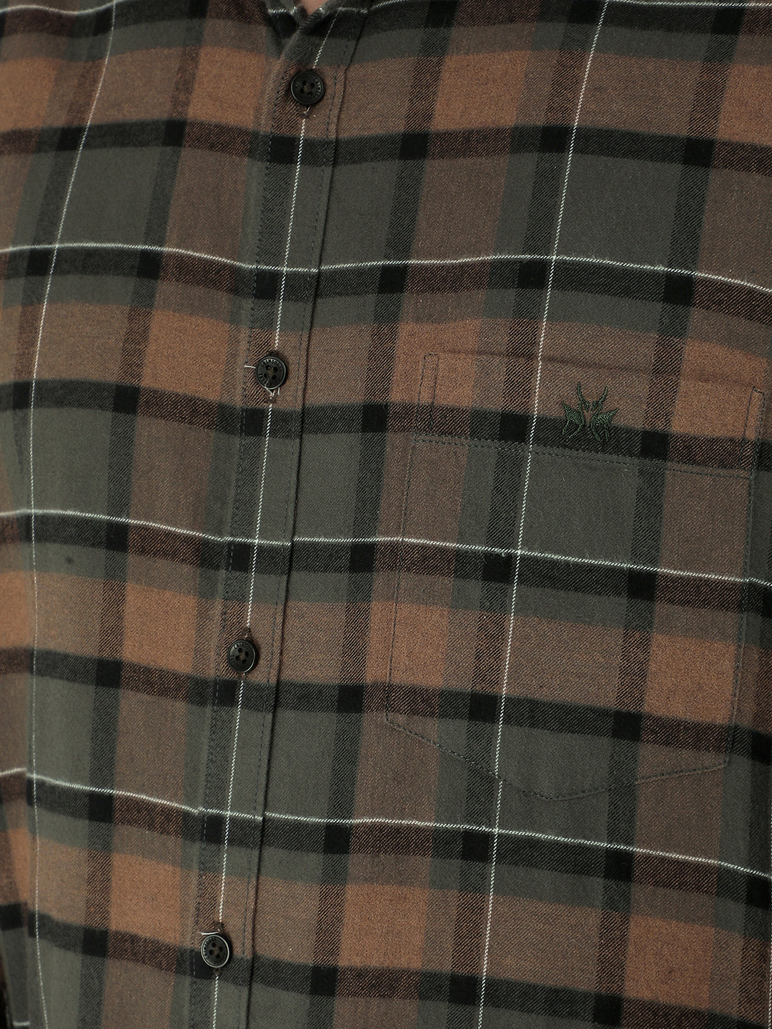 Brown 100% Cotton Checked Shirt-Men Shirts-Crimsoune Club