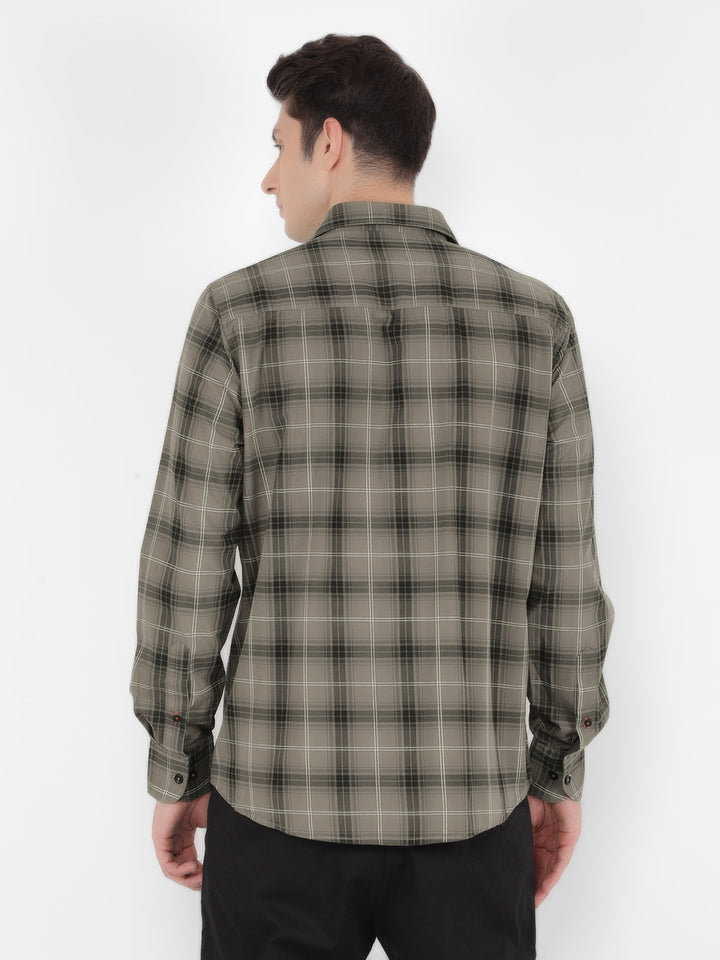 Grey 100% Cotton Checked Shirt-Men Shirts-Crimsoune Club