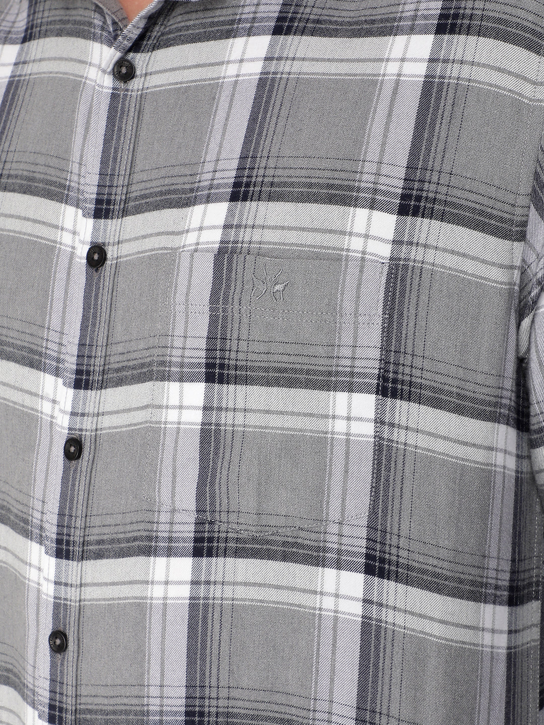 Grey 100% Cotton Checked Shirt-Men Shirts-Crimsoune Club