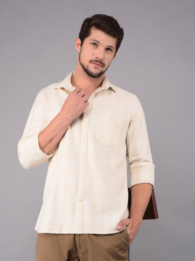 White 100% Cotton Checked Shirt-Men Shirts-Crimsoune Club