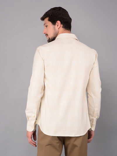 White 100% Cotton Checked Shirt-Men Shirts-Crimsoune Club