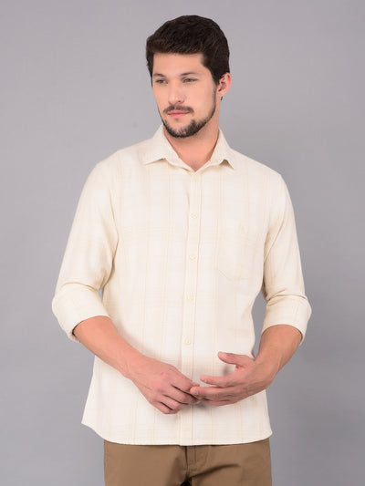 White 100% Cotton Checked Shirt-Men Shirts-Crimsoune Club