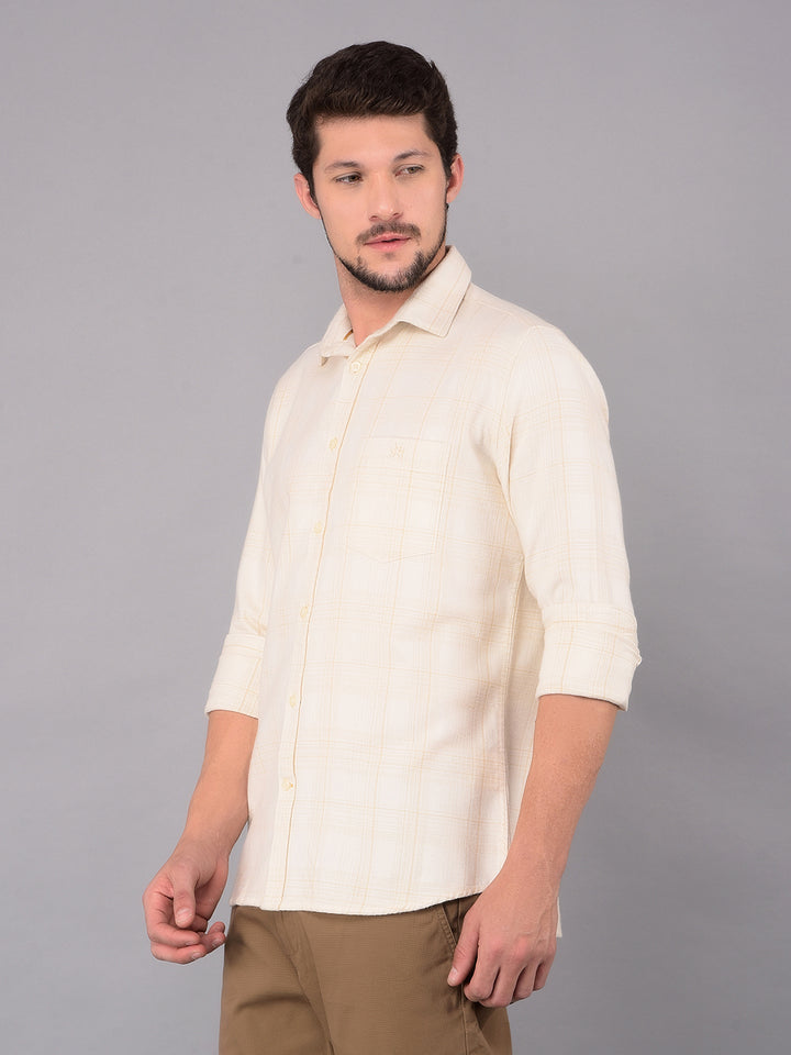 White 100% Cotton Checked Shirt-Men Shirts-Crimsoune Club