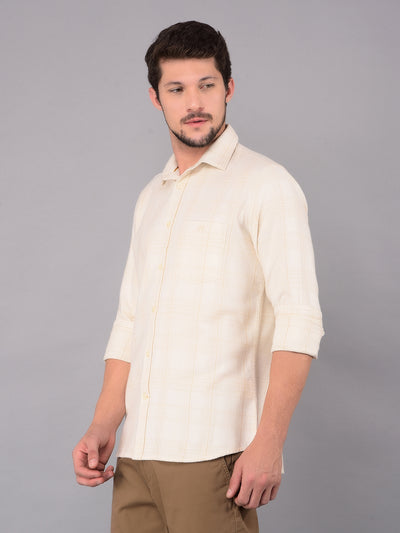 White 100% Cotton Checked Shirt-Men Shirts-Crimsoune Club