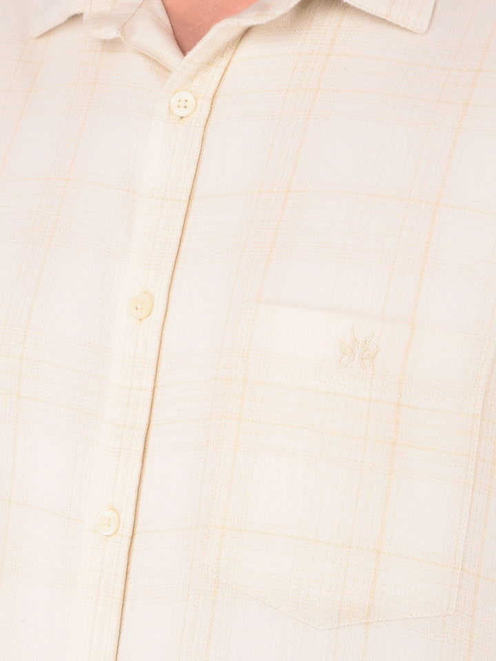 White 100% Cotton Checked Shirt-Men Shirts-Crimsoune Club