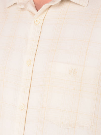 White 100% Cotton Checked Shirt-Men Shirts-Crimsoune Club