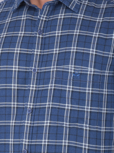 Blue Checked Check Shirt-Men Shirts-Crimsoune Club