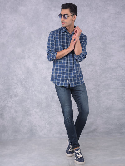 Blue Checked Check Shirt-Men Shirts-Crimsoune Club