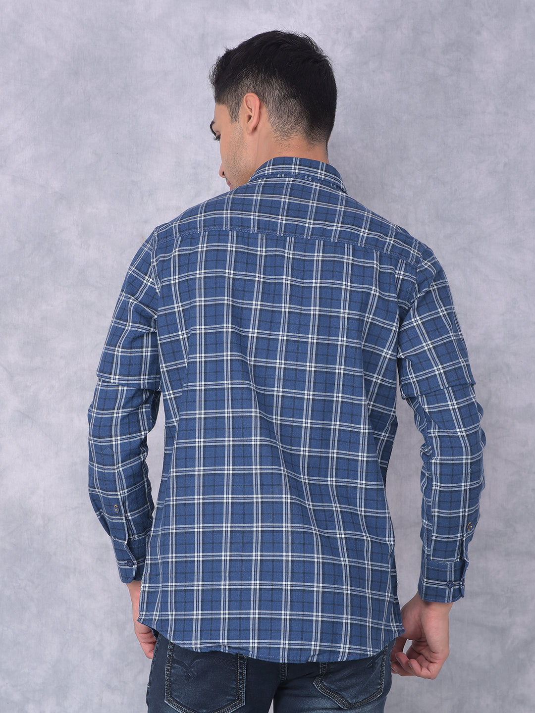 Blue Checked Check Shirt-Men Shirts-Crimsoune Club