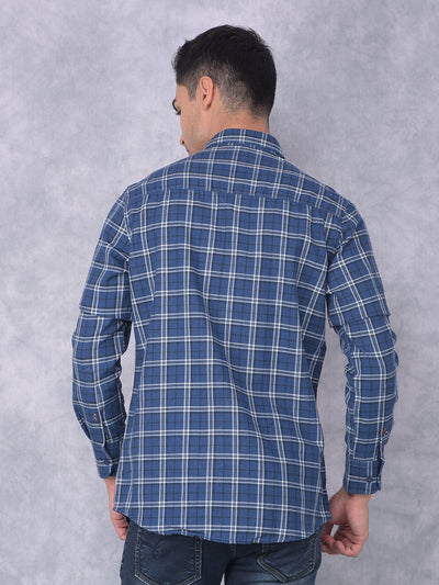 Blue Checked Check Shirt-Men Shirts-Crimsoune Club