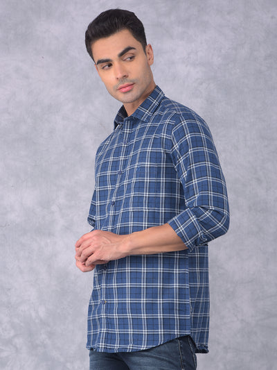 Blue Checked Check Shirt-Men Shirts-Crimsoune Club