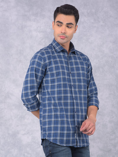 Blue Checked Check Shirt-Men Shirts-Crimsoune Club