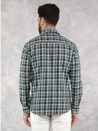Green Checked Shirt-Men Shirts-Crimsoune Club
