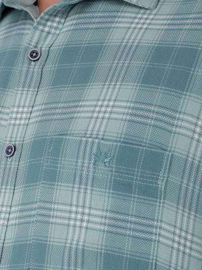 Blue 100% Cotton Checked Shirt-Men Shirts-Crimsoune Club