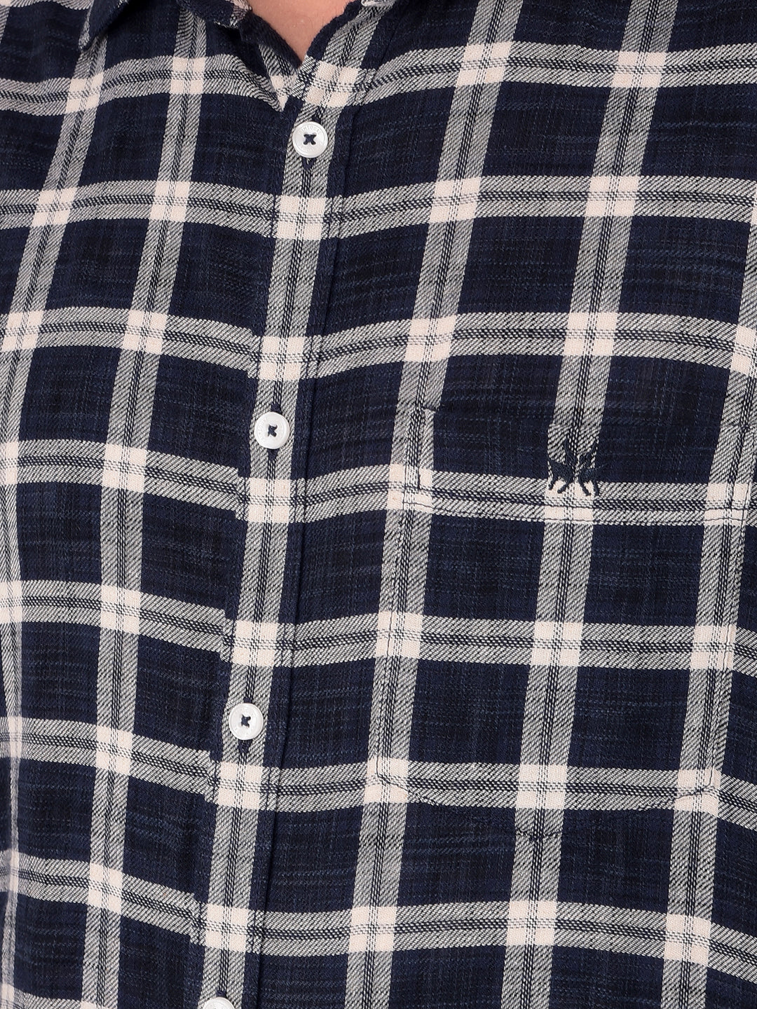 Navy Blue Checked Check Shirt-Men Shirts-Crimsoune Club