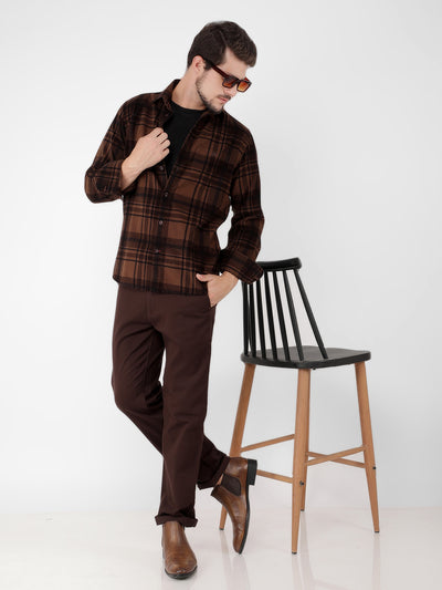 Olive Checked Check Shirt-Men Shirts-Crimsoune Club
