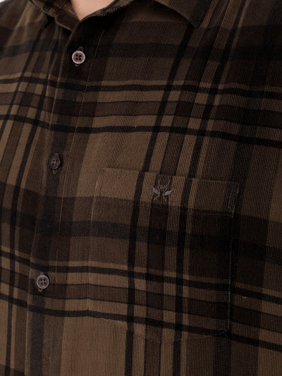Olive Checked Check Shirt-Men Shirts-Crimsoune Club