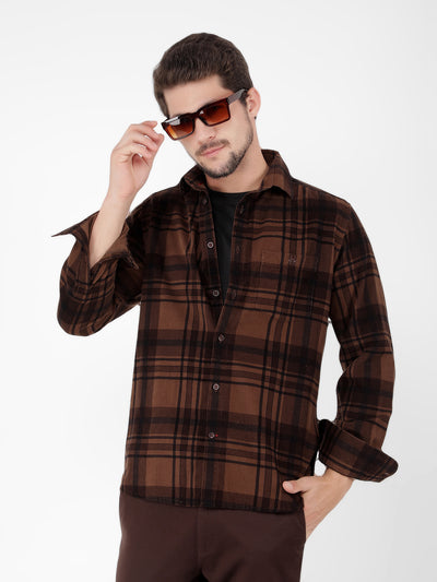 Olive Checked Check Shirt-Men Shirts-Crimsoune Club