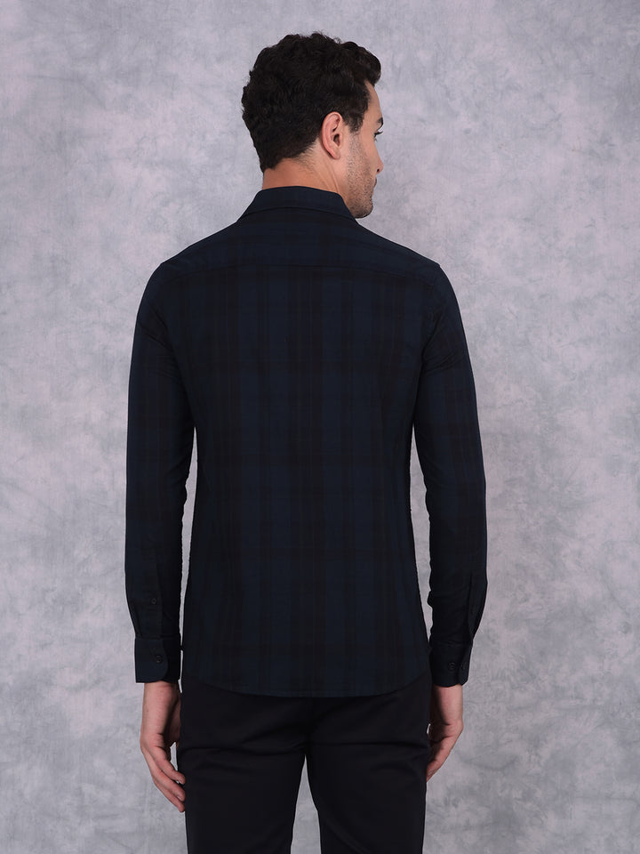 Green Checked 100% Cotton Shirt-Men Shirts-Crimsoune Club