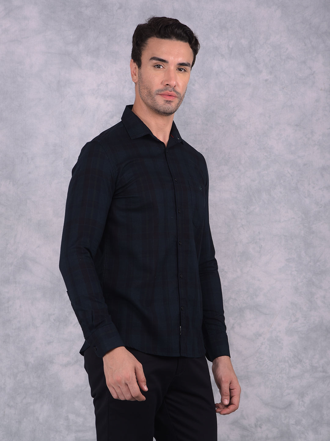 Green Checked 100% Cotton Shirt-Men Shirts-Crimsoune Club