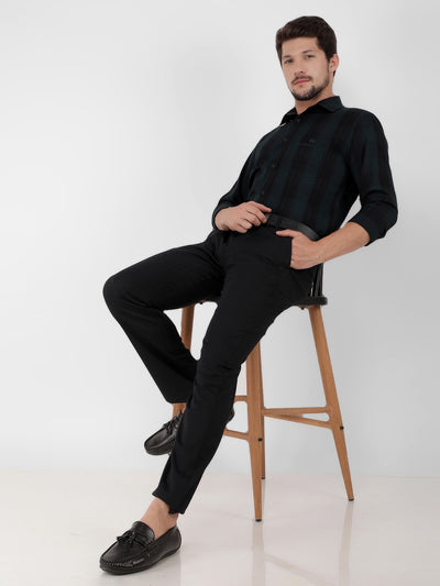 Green 100% Cotton Checked Shirt-Men Shirts-Crimsoune Club
