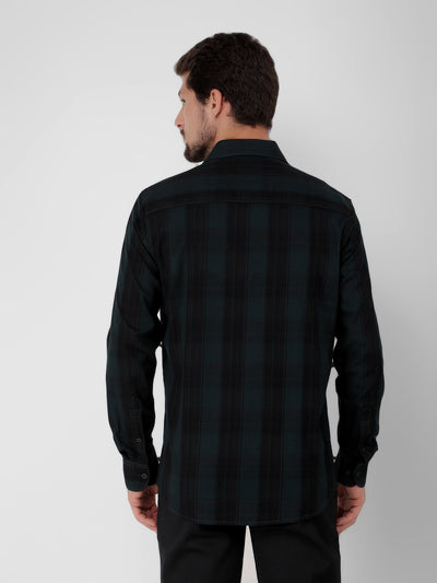 Green 100% Cotton Checked Shirt-Men Shirts-Crimsoune Club