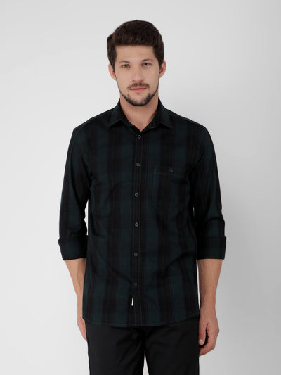 Green 100% Cotton Checked Shirt-Men Shirts-Crimsoune Club