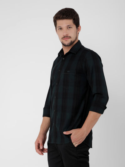 Green 100% Cotton Checked Shirt-Men Shirts-Crimsoune Club