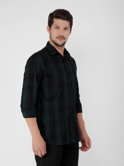 Green 100% Cotton Checked Shirt-Men Shirts-Crimsoune Club
